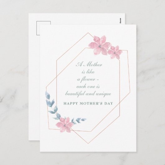 Geometrische Floral Moederdag Holiday Post Kaart (Voorkant / Achterkant)