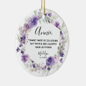 Geometrische Floral Paarse collega's Kerstmis Keramisch Ornament (Rechts)