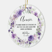 Geometrische Floral Paarse collega's Kerstmis Keramisch Ornament (Links)