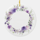 Geometrische Floral Paarse Moeder van de Groom Keramisch Ornament (Achterkant)