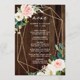 Geometrische Floral Rustic Wood Weddenschap Menu