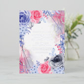 Geometrische Floral Silver Ink Wedding Folie Uitnodiging (Staand Voorkant)