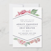 Geometrische Floral sparen de Datum Save The Date (Voorkant)
