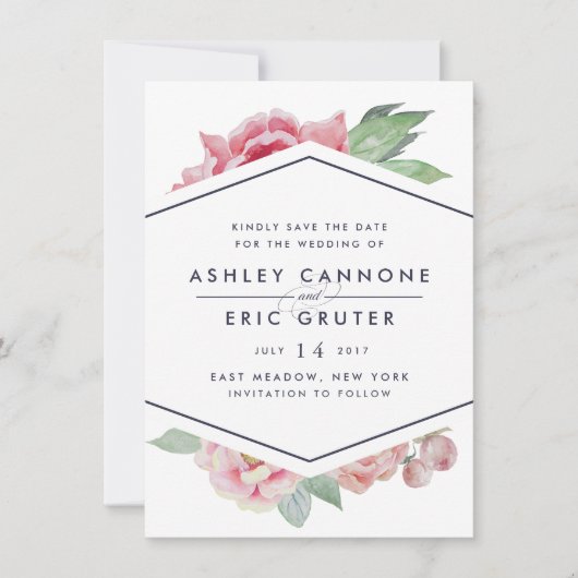 Geometrische Floral sparen de Datum Save The Date (Voorkant)