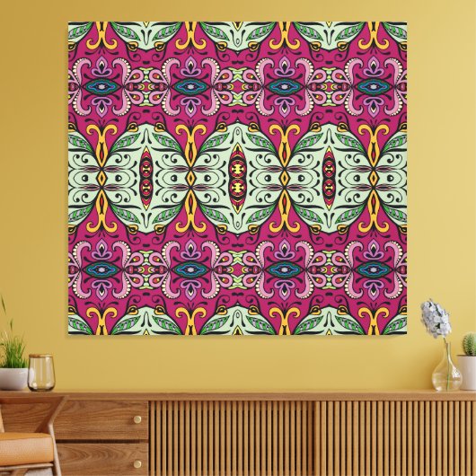 Geometrische Floral Tribal Etnische Doodle Canvas Afdruk (Insitu (Woonkamer))