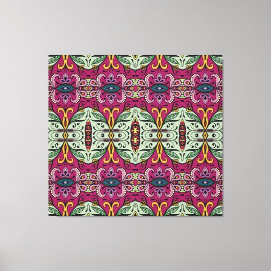 Geometrische Floral Tribal Etnische Doodle Canvas Afdruk (Voorkant)