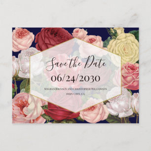Geometrische  Floral Wedding Save the Date Briefkaart