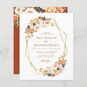 geometrische florale goudbrij - uitnodiging voor b (Voorkant / Achterkant)