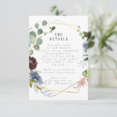 geometrische florale trouwgegevens informatiekaart informatiekaartje (Staand voorkant)