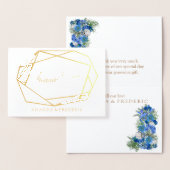 Geometrische Folie Blauwe Bloem DANK U Bruiloft Ka Folie Kaarten (Display)