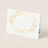 Geometrische Folie Blauwe Bloem DANK U Bruiloft Ka Kaarten (Voorkant)