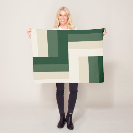 Geometrische Forest & Cream Moderne Deken (In situ)