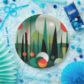 Geometrische Forest Dawn Papieren Bordje (Feest)