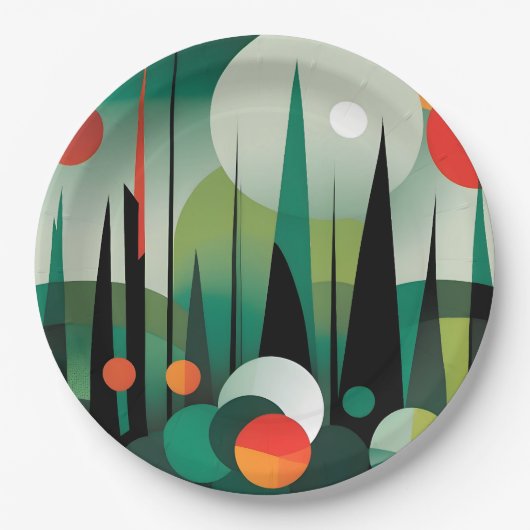 Geometrische Forest Dawn Papieren Bordje (Voorkant)