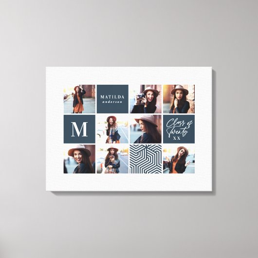 Geometrische foto afstuderen gepersonaliseerd cade canvas afdruk (Voorkant)