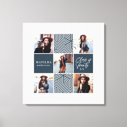 Geometrische foto afstuderen gepersonaliseerd cade canvas afdruk (Voorkant)