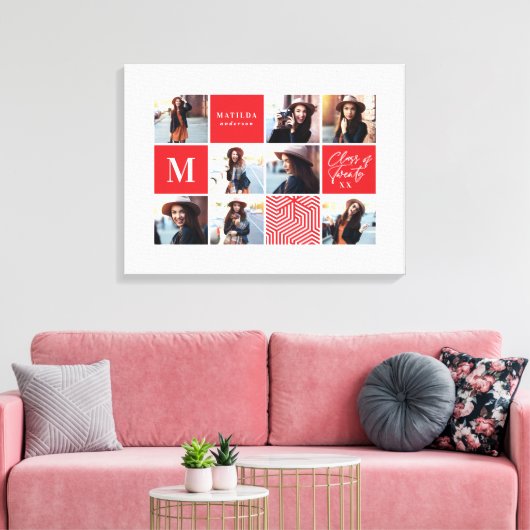 Geometrische foto afstuderen gepersonaliseerd cade canvas afdruk (Insitu (Woonkamer))
