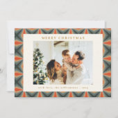 Geometrische foto met kerstrood groen midden feestdagenkaart (Voorkant)