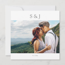 Geometrische foto Modern vierkant grijs 2 bruiloft Kaart