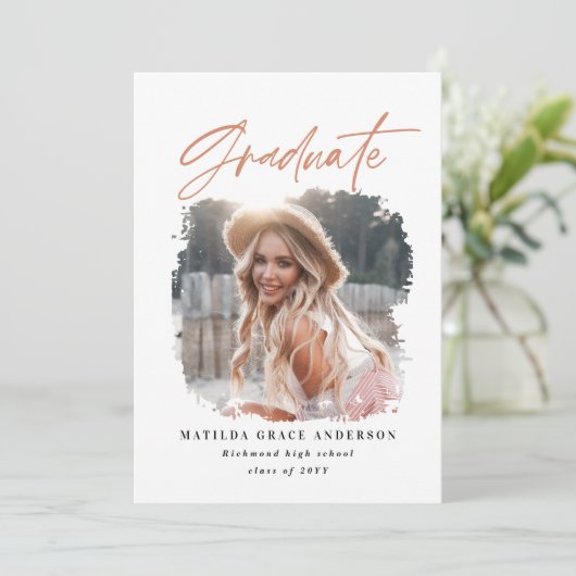 Geometrische foto-typografie afstuderen aankondigi aankondiging (Staand voorkant)