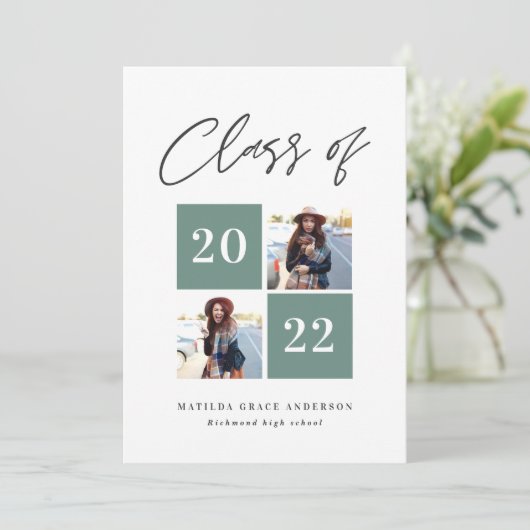 Geometrische foto-typografie afstuderen aankondigi aankondiging (Staand voorkant)