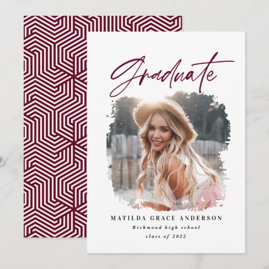 Geometrische foto-typografie afstuderen aankondigi aankondiging (Voorkant / Achterkant)