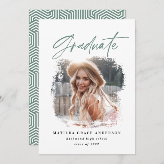 Geometrische foto-typografie afstuderen aankondigi aankondiging (Voorkant / Achterkant)