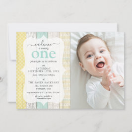 Geometrische foto van Mint & Geel Cottage Rustic W Kaart