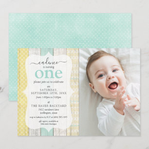 Geometrische foto van Mint & Geel Cottage Rustic W Kaart
