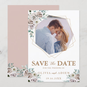 Geometrische foto van waterverf Ivory Save The Date