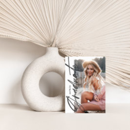 Geometrische fototerracotta graduatie party aankondiging