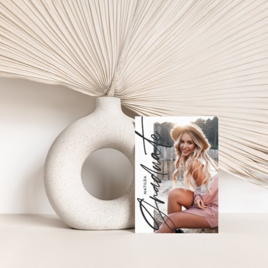 Geometrische fototerracotta graduatie party aankondiging