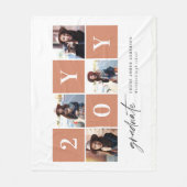 Geometrische fototypografie afstuderen terracotta fleece deken (Voorkant)