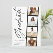 Geometrische fototypografie zwart wit afstuderen aankondiging (Staand voorkant)