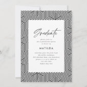 Geometrische fototypografie zwart wit afstuderen aankondiging (Achterkant)