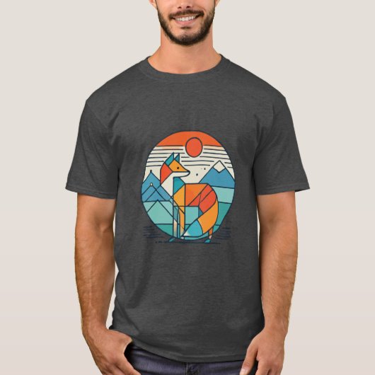 Geometrische Fox Art - Modern Abstract Dierenontwe T-shirt (Voorkant)