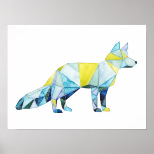 Geometrische fox-dieren poster