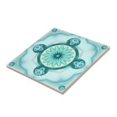 Geometrische fractal in Blauwgroen Turquoise Bathr Tegeltje (Zijkant)