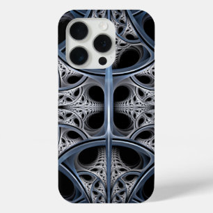Geometrische fractale ritskunst iPhone 15 pro case