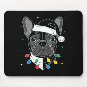 Geometrische Franse Bulldog Kerstman Hoed Kerstmis Muismat