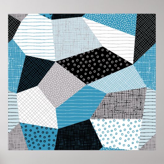 Geometrische FreeHand Drawing Patchwork Tegels Poster (Voorkant)