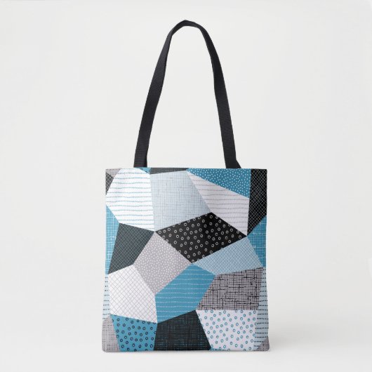 Geometrische FreeHand Drawing Patchwork Tegels Tote Bag (Voorkant)