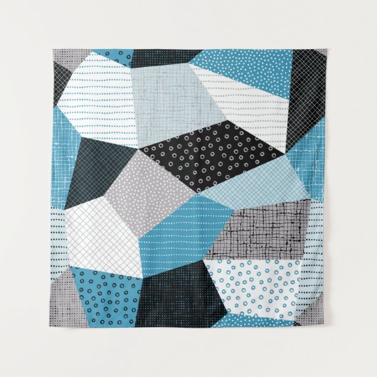 Geometrische FreeHand Drawing Patchwork Tegels Wandkleed (Voorkant)