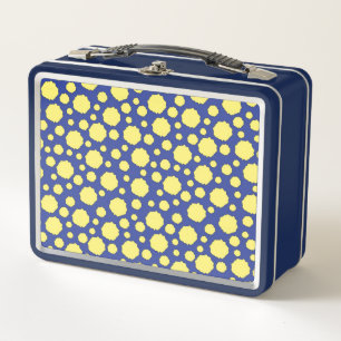 Geometrische funky gele cirkels op blauw