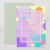 Geometrische funky retro gele aankondigingskaart v aankondiging (Voorkant / Achterkant)