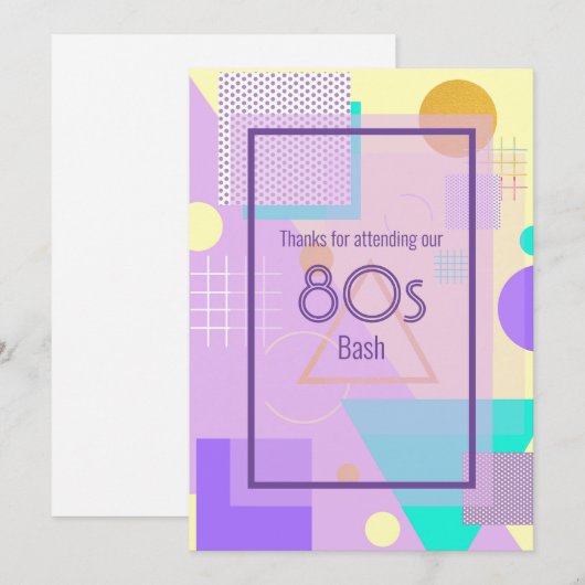 Geometrische funky retro gele aankondigingskaart v aankondiging (Voorkant / Achterkant)