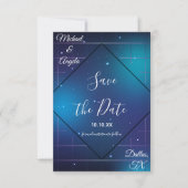 Geometrische futuristische jaren 80 stijl Galaxy R Save The Date (Voorkant)
