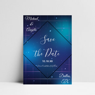 Geometrische futuristische jaren 80 stijl Galaxy R Save The Date