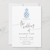 Geometrische galaxy Pineappel Tropische Beach Wedd Kaart (Voorkant)
