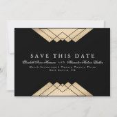 Geometrische Gatsby Gold Faux Folie Deze datum ops Aankondiging (Voorkant)